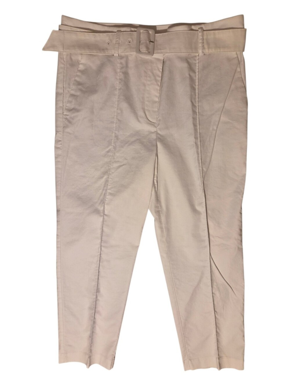 LOFT White Cotton Linen Belted Pants 12